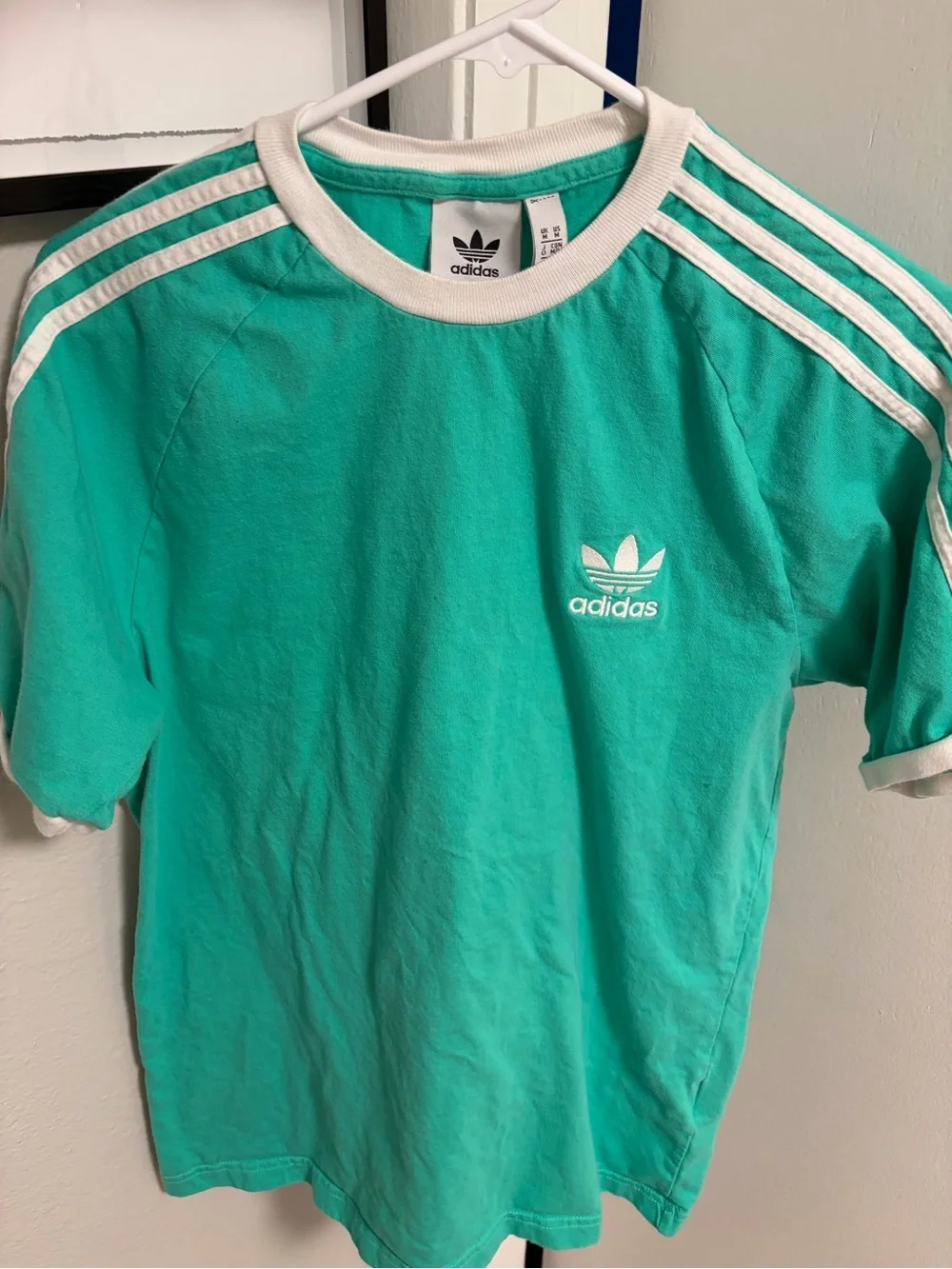adidas Men's Short Sleeve Crew Tees in Yellow and Teal with White Trim